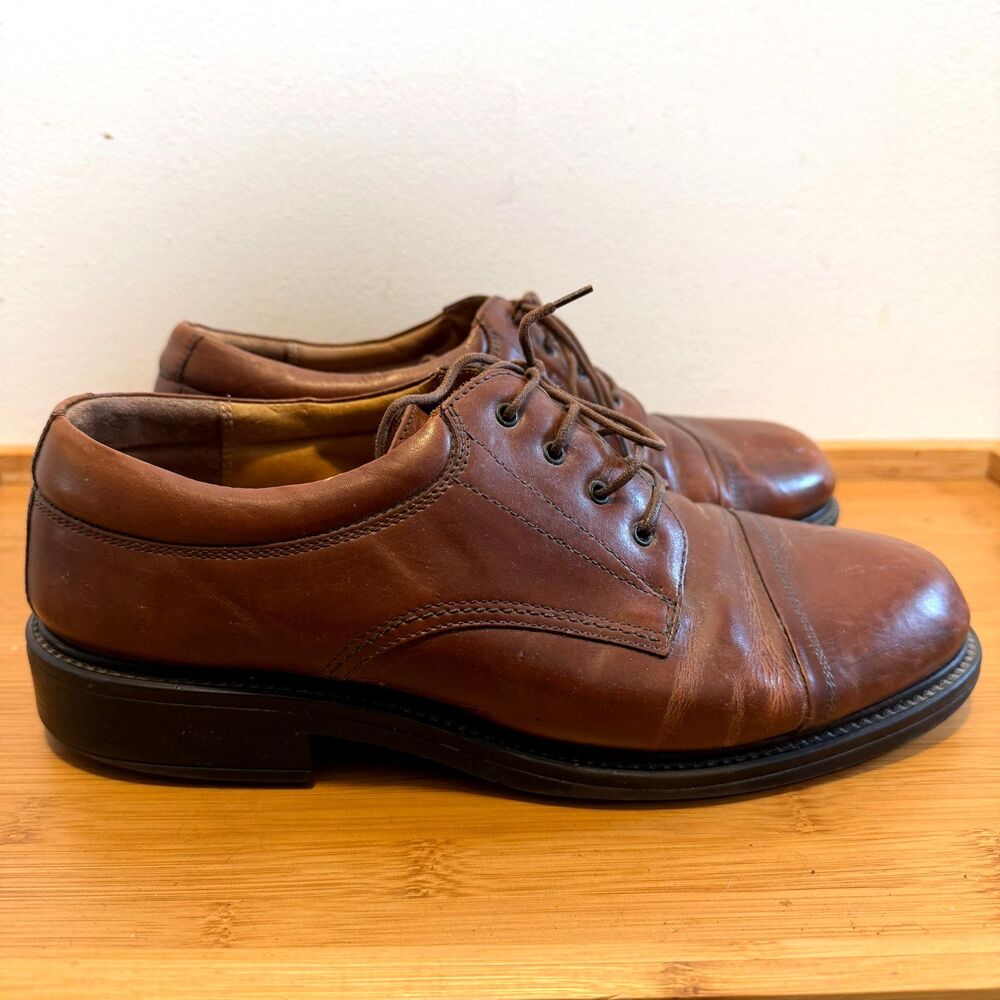 Bass Leather Cap Toe Oxford Dress Shoes Brown Mens 10.5 Wide Made Italy
